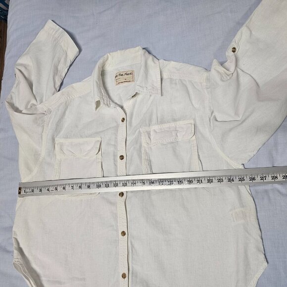 Free People We The Free Made For Sun Linen Shirt Women Size M Almost White - Picture 13 of 15